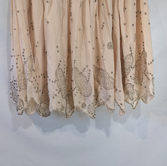 Ruehl No.925 100% Cotton Beaded Embellished Pale Pink Skirt Size Medium - Picture 8 of 11